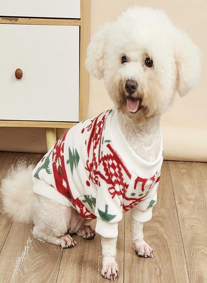 PETANGEL Small Medium Dog Sweater, X-Mas Pattern Breathable Round Neck Flannel Fleece Pullover, Winter Shirt for King Charls, Beagle (Size: XXL, Bust: 55 cm, Back Length: 45 cm, red & white, 1 count) - Image 5